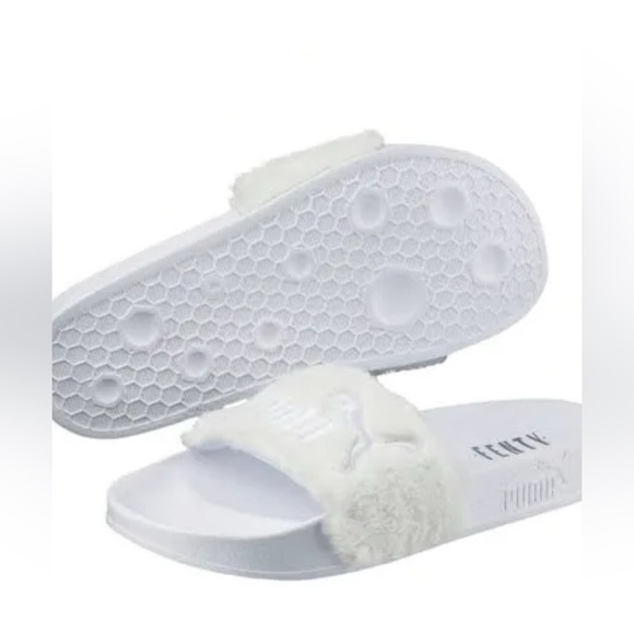 Puma Cream Furry Slide Sandals - Picture 1 of 2